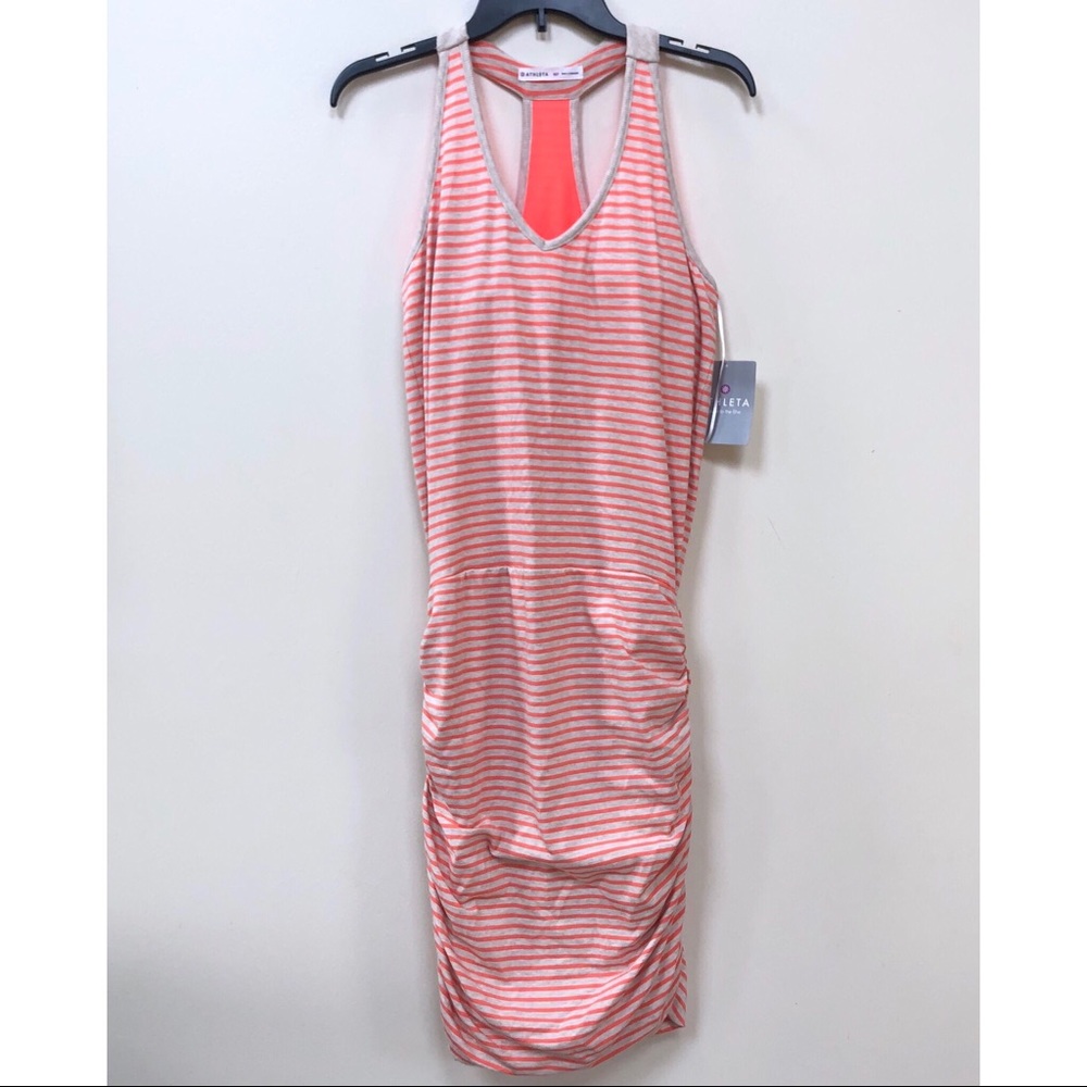 Athleta Striped Racerback Ruched Dress - Picture 2 of 6